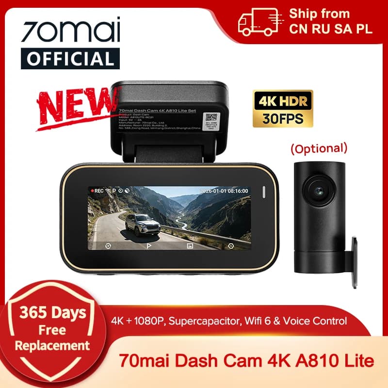 מצלמת דרך 70mai A810 Lite – 4K HDR, GPS, 4G ו-Wi-Fi 6