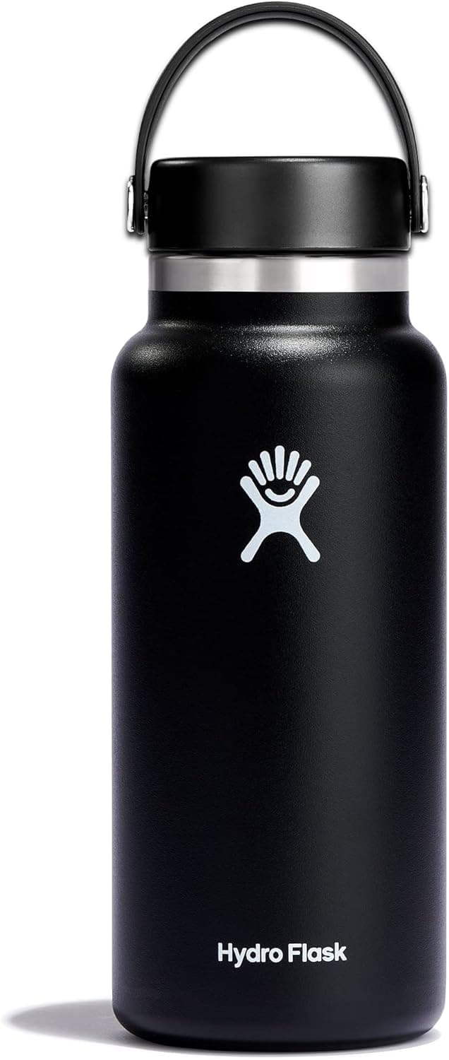 Hydro Flask 32oz שחור Wide Mouth Flex Lid