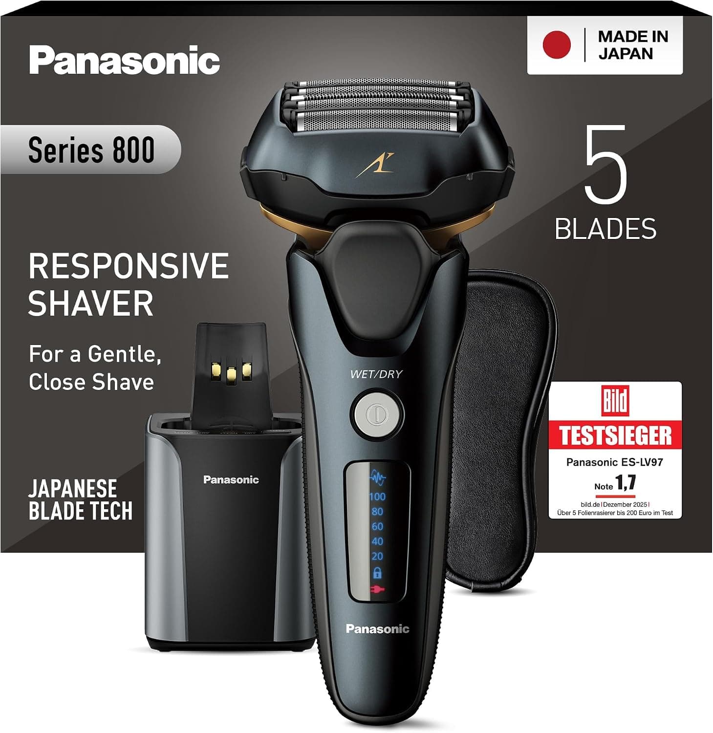מכונת גילוח Panasonic ES-LV97 עם 5 להבים ותחנת ניקוי