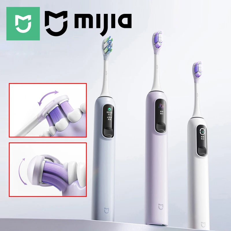 מברשת שיניים חשמלית סונית Xiaomi MIJIA Pro לבנה עם שני ראשים, מסך LED וכבל USB-C