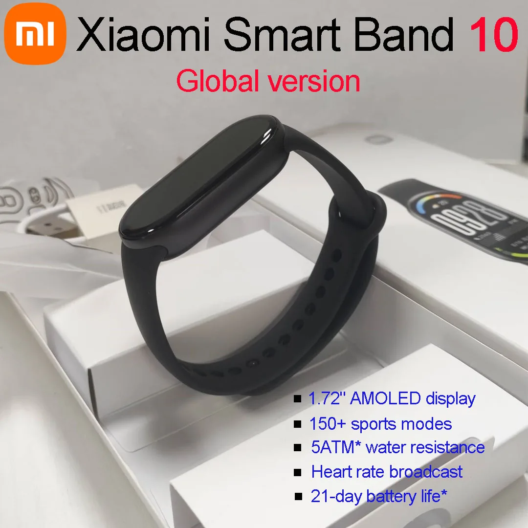 Xiaomi Smart Band 10 עם מסך AMOLED 1.72 אינץ' וכפתורי בקרה