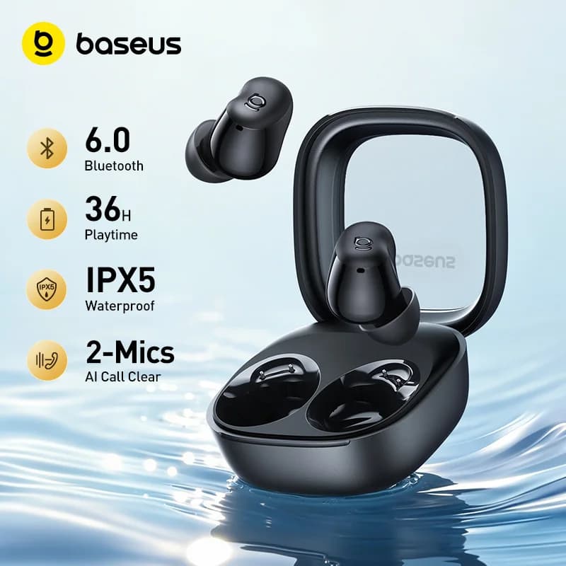 Baseus Bass WM02s אוזניות אלחוטיות — בלוטות' 6.0, 36 שעות סוללה