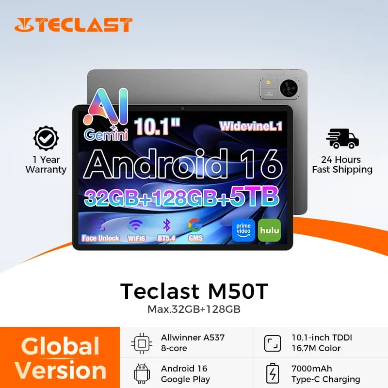 טאבלט Teclast M50T 10.1 אינץ' - 4GB RAM+128GB ROM, אנדרואיד 16