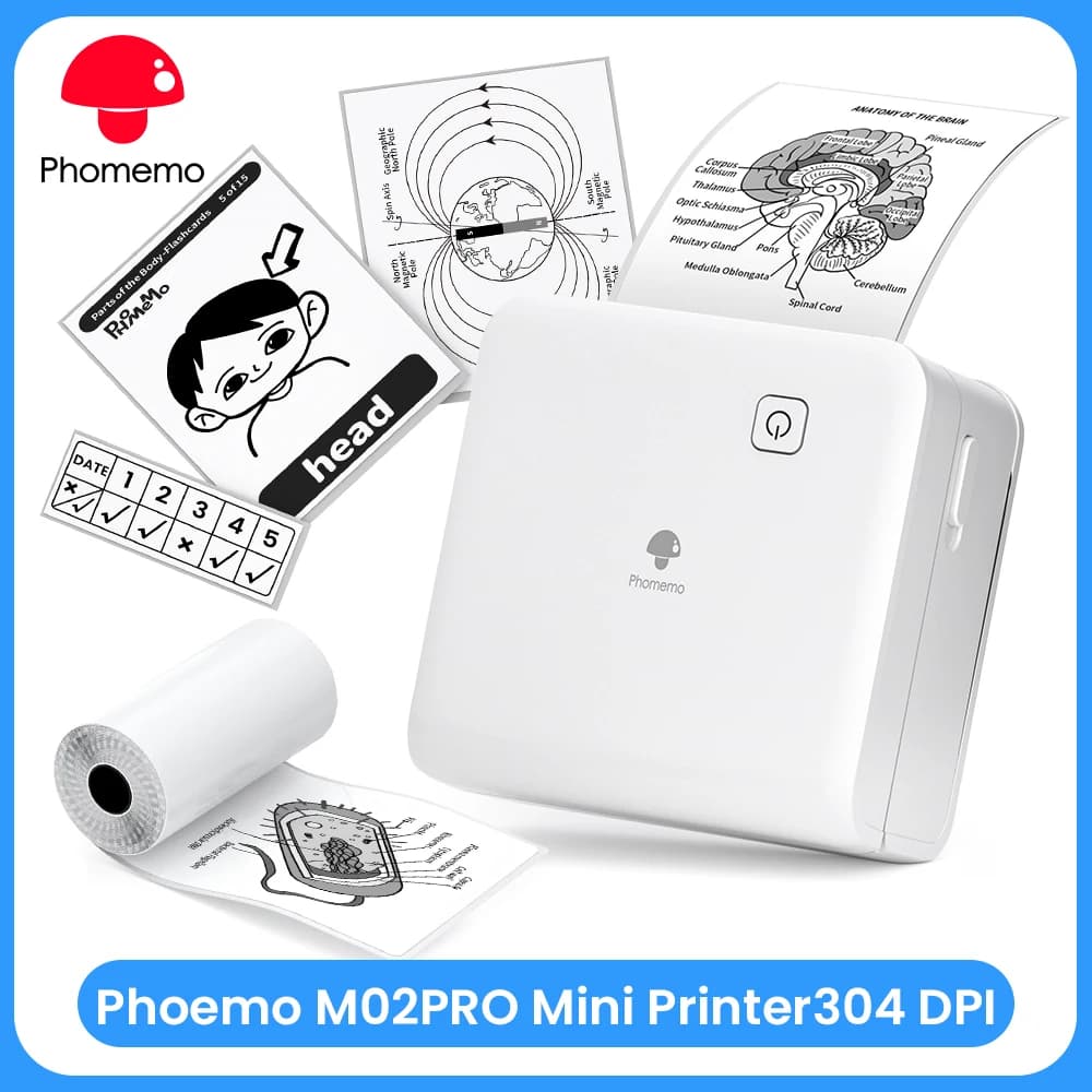 Phomemo M02 Pro — מדפסת כיס תרמית בבלוטות', 300dpi