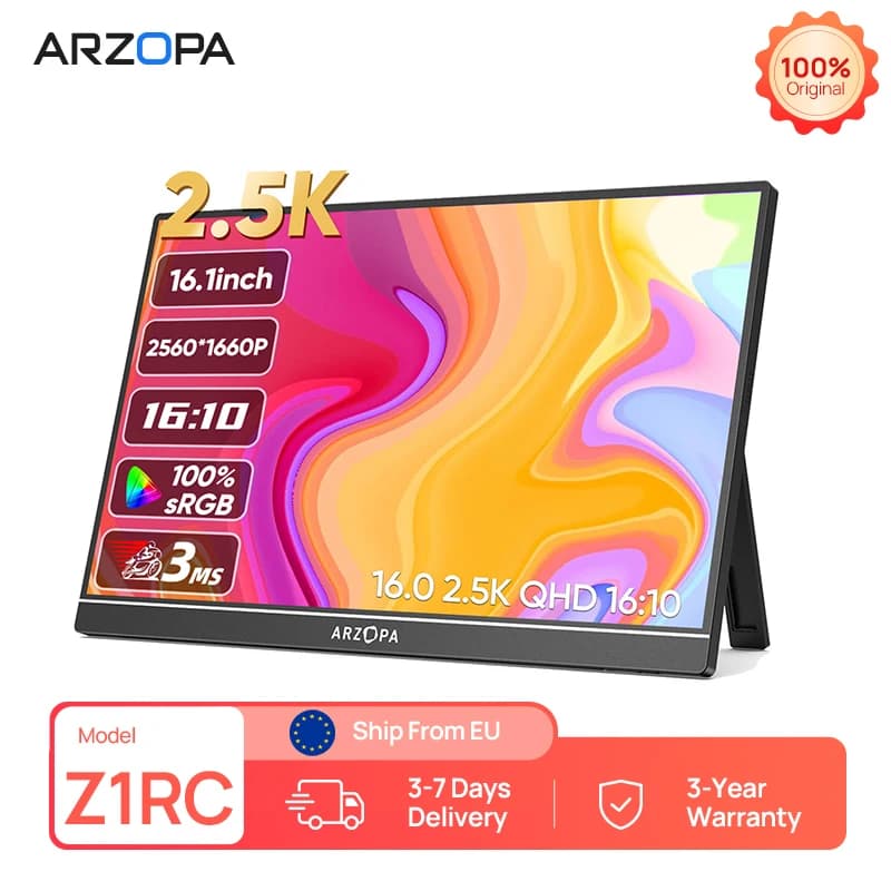 ARZOPA Z1RC – מסך נייד 16 אינץ' 2K, IPS 16:10