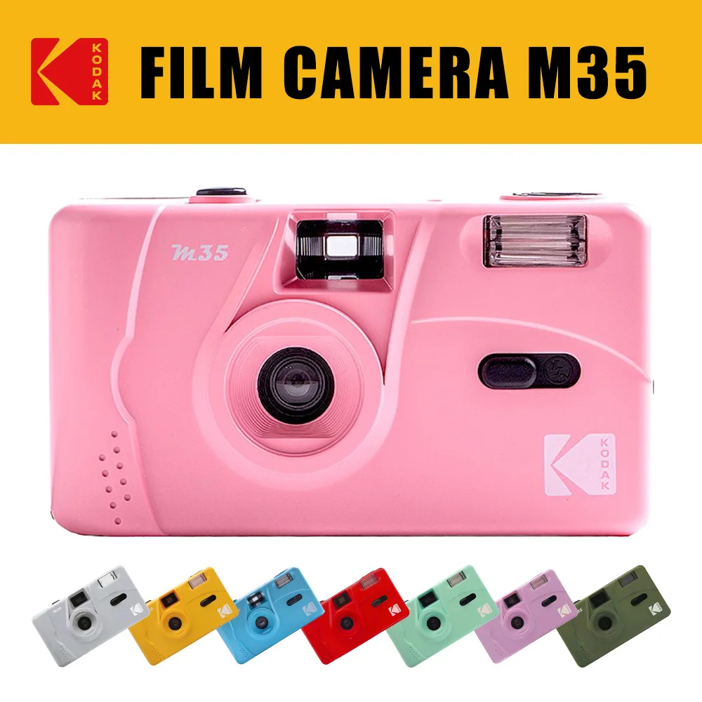 מצלמת פילם Kodak M35 ורודה עם פלאש, ומבחר צבעים נוספים