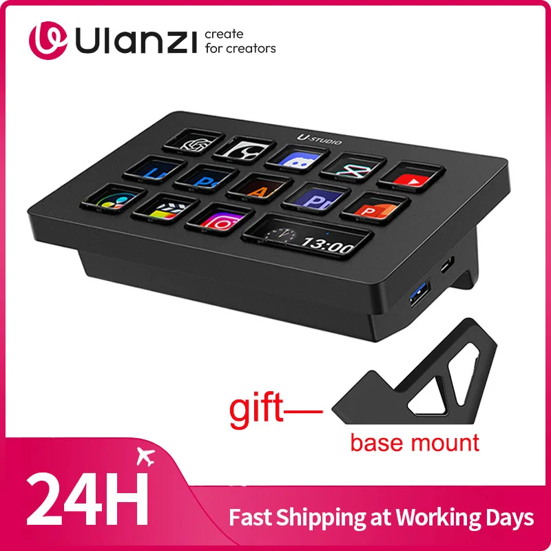 Ulanzi D200H Deck Dock – קונסולת שליטה עם 14 מקשי LCD צבעוניים וחיבורי USB-C בצדדים