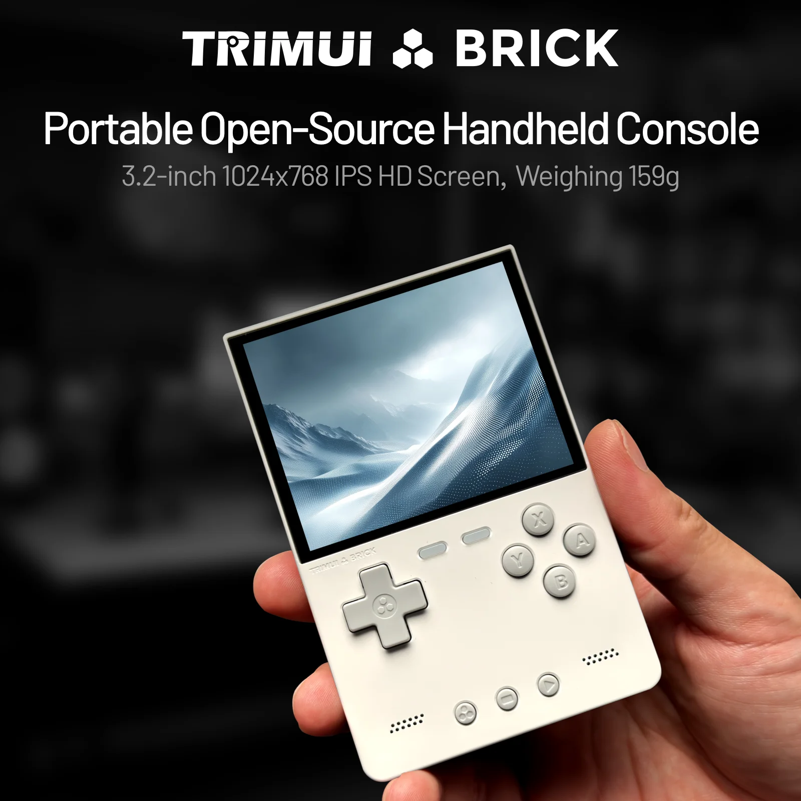 קונסולת AMPOWI Trimui BRICK ניידת עם מסך IPS בגודל 3.2 אינץ׳ בידי משתמש