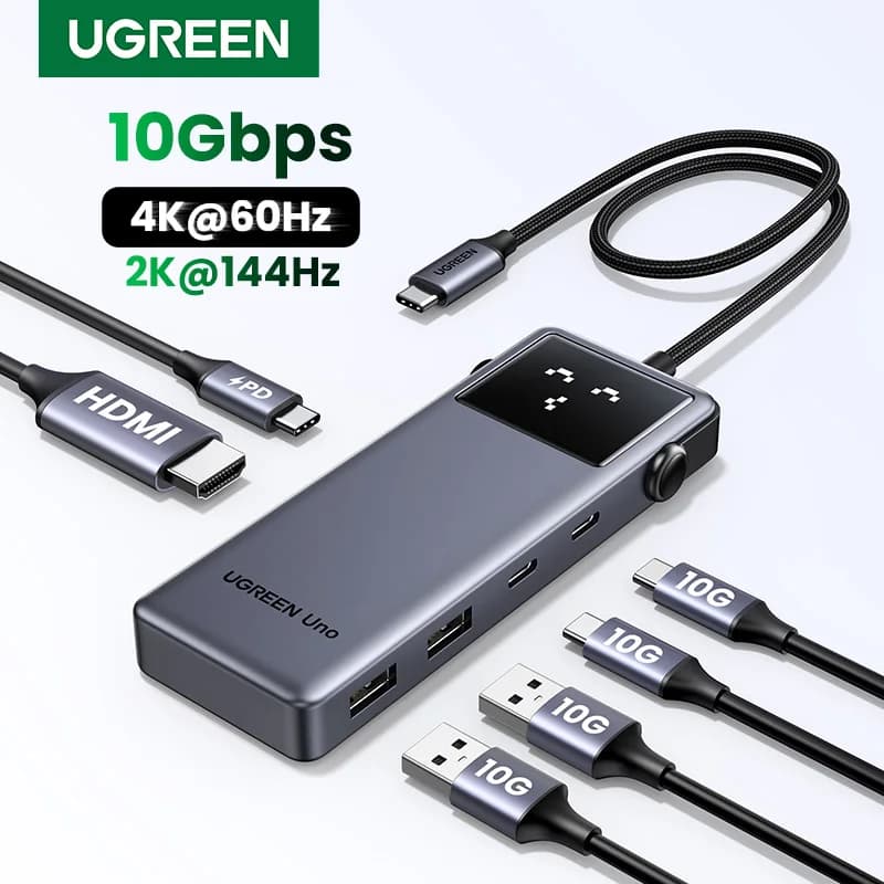 האב UGREEN Uno USB-C 6-ב-1 – HDMI 4K60, PD 100W, 10Gbps