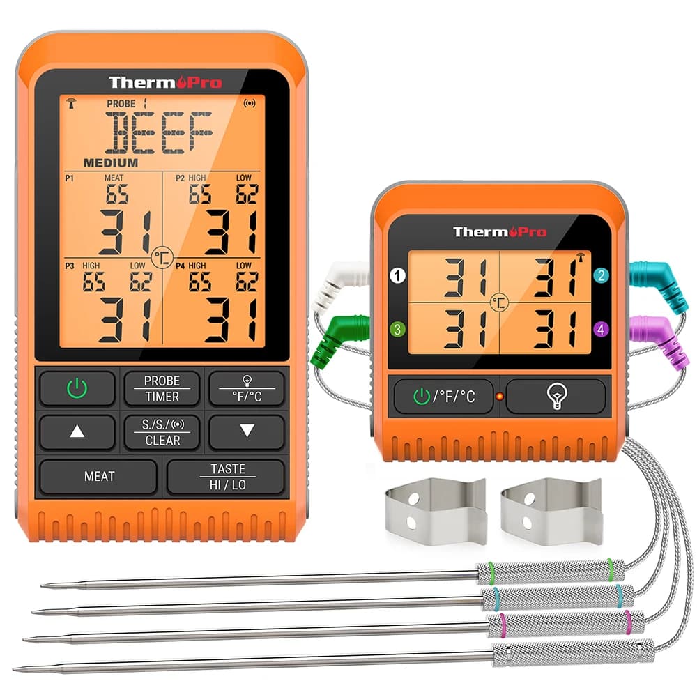 מדחום בשר אלחוטי ThermoPro TP829 - 4 חיישנים, טווח 300 מטר