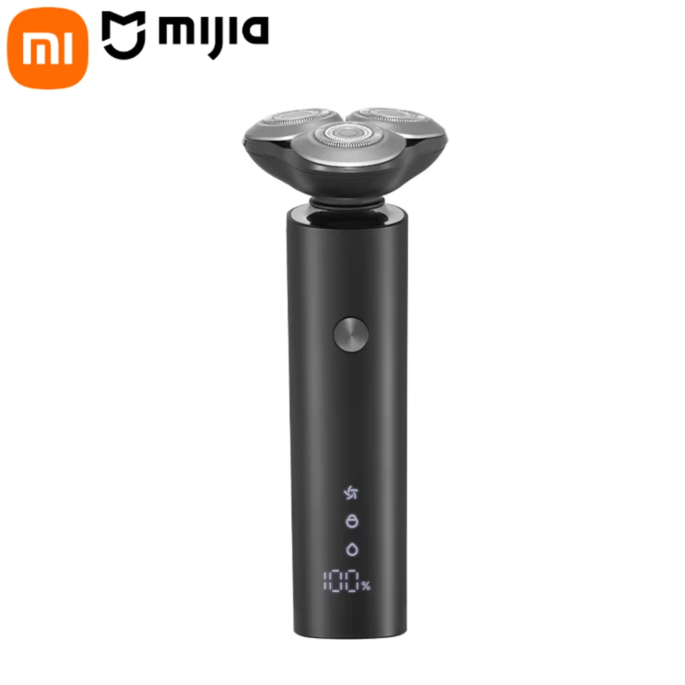 מכונת גילוח חשמלית שחורה Xiaomi MIJIA S301 עם שלושה ראשים צפים ותצוגת LED
