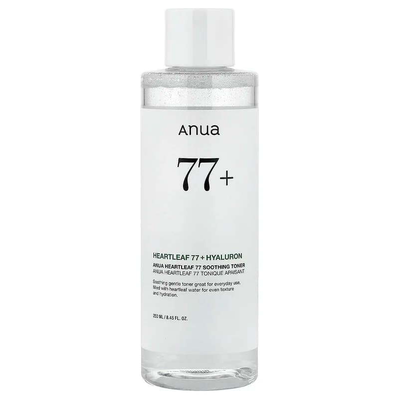בקבוק Anua Heartleaf 77% Soothing Toner 250 מ״ל עם תוכן קרוי