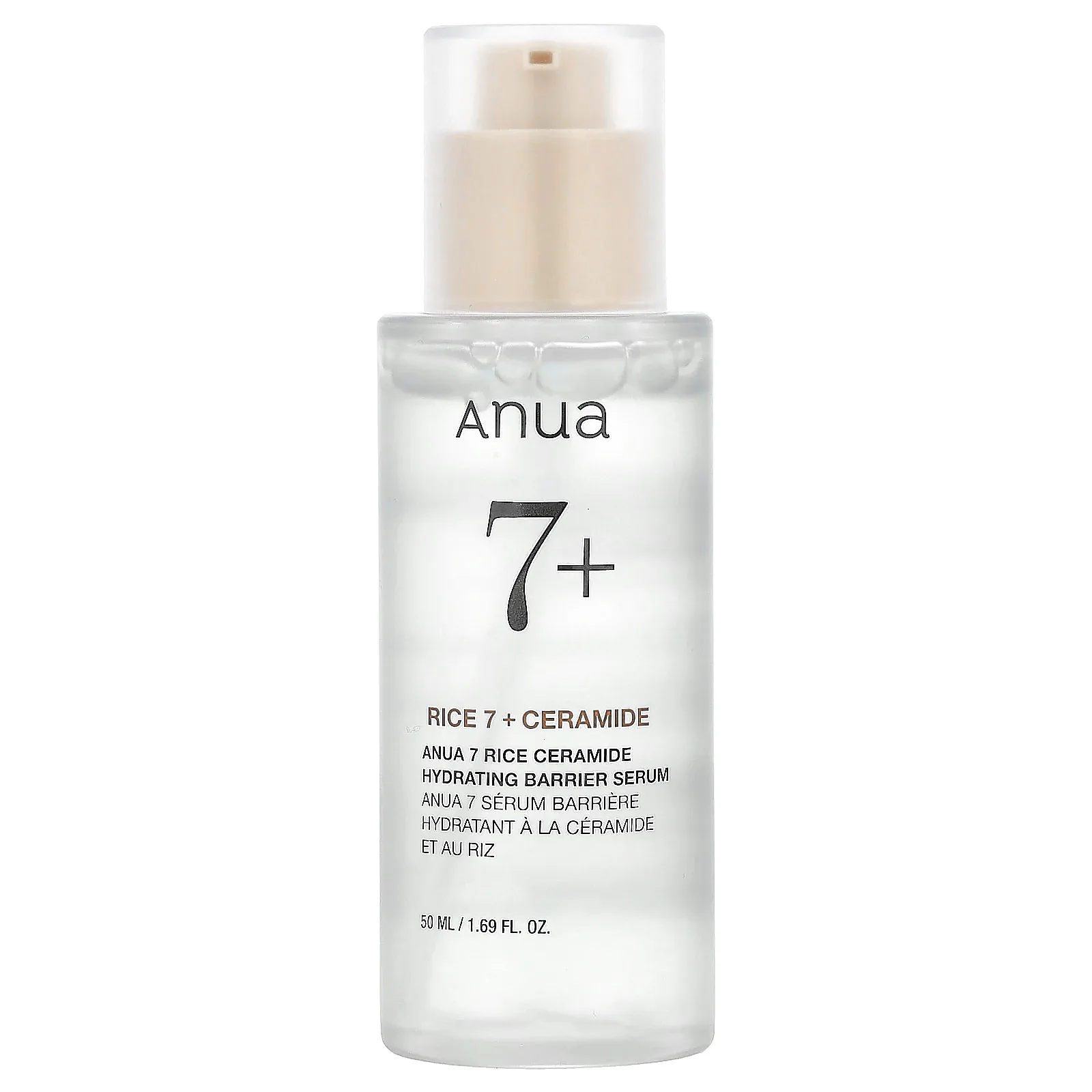 בקבוק Anua Rice 7 + Ceramide Hydrating Barrier Serum 50 מ"ל