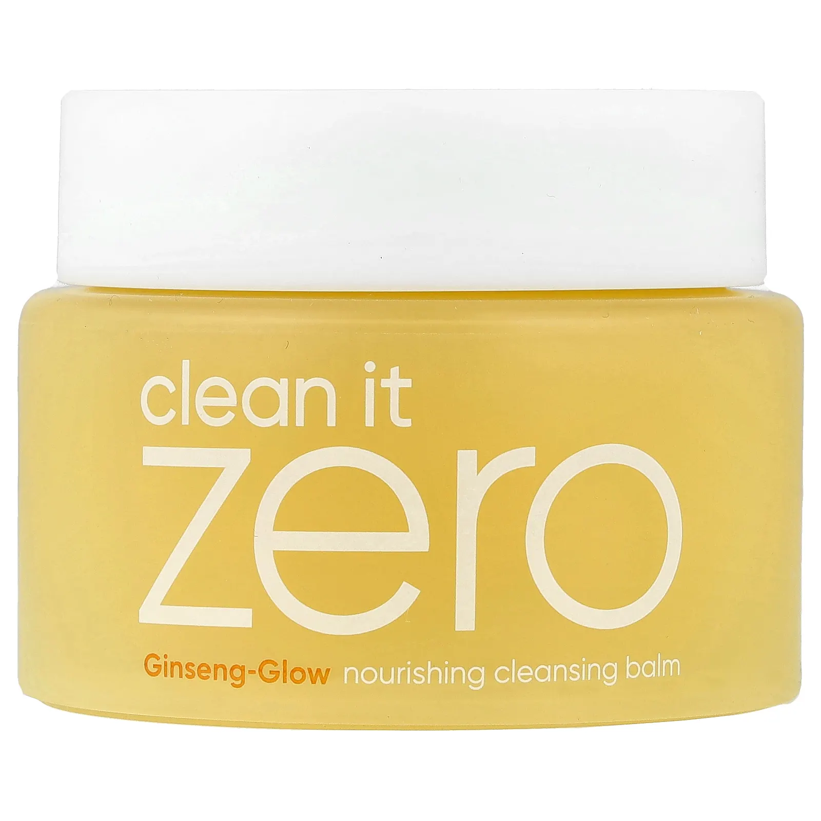 באלם הניקוי Banila Co Clean It Zero Ginseng-Glow במכל זכוכית צהוב עם מכסה לבן