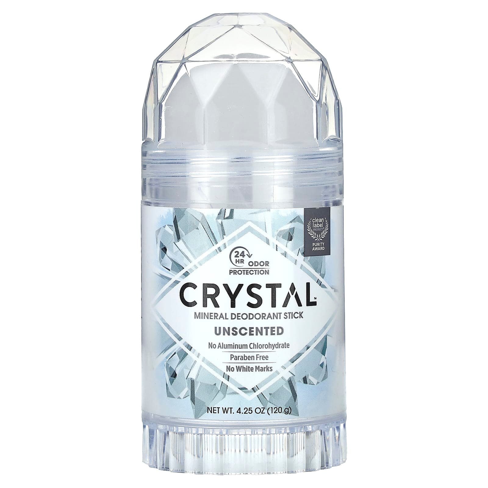 סטיק דאודורנט מינרלי CRYSTAL ללא ריח, 120 גרם (4.25 אונקיה), מינרלי וללא אלומיניום