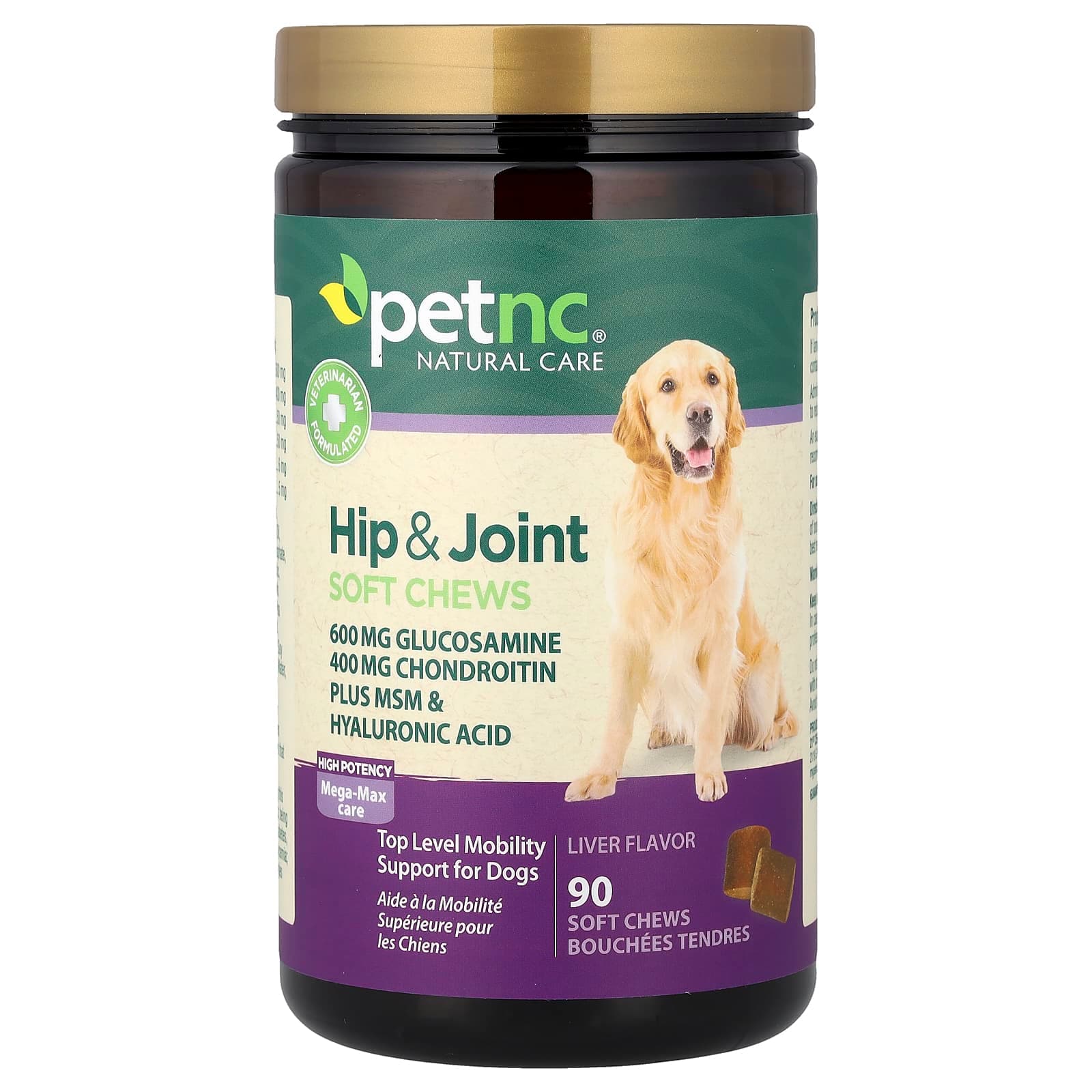 צנצנת petnc Hip & Joint Soft Chews לכלבים, 90 חטיפים בטעם כבד
