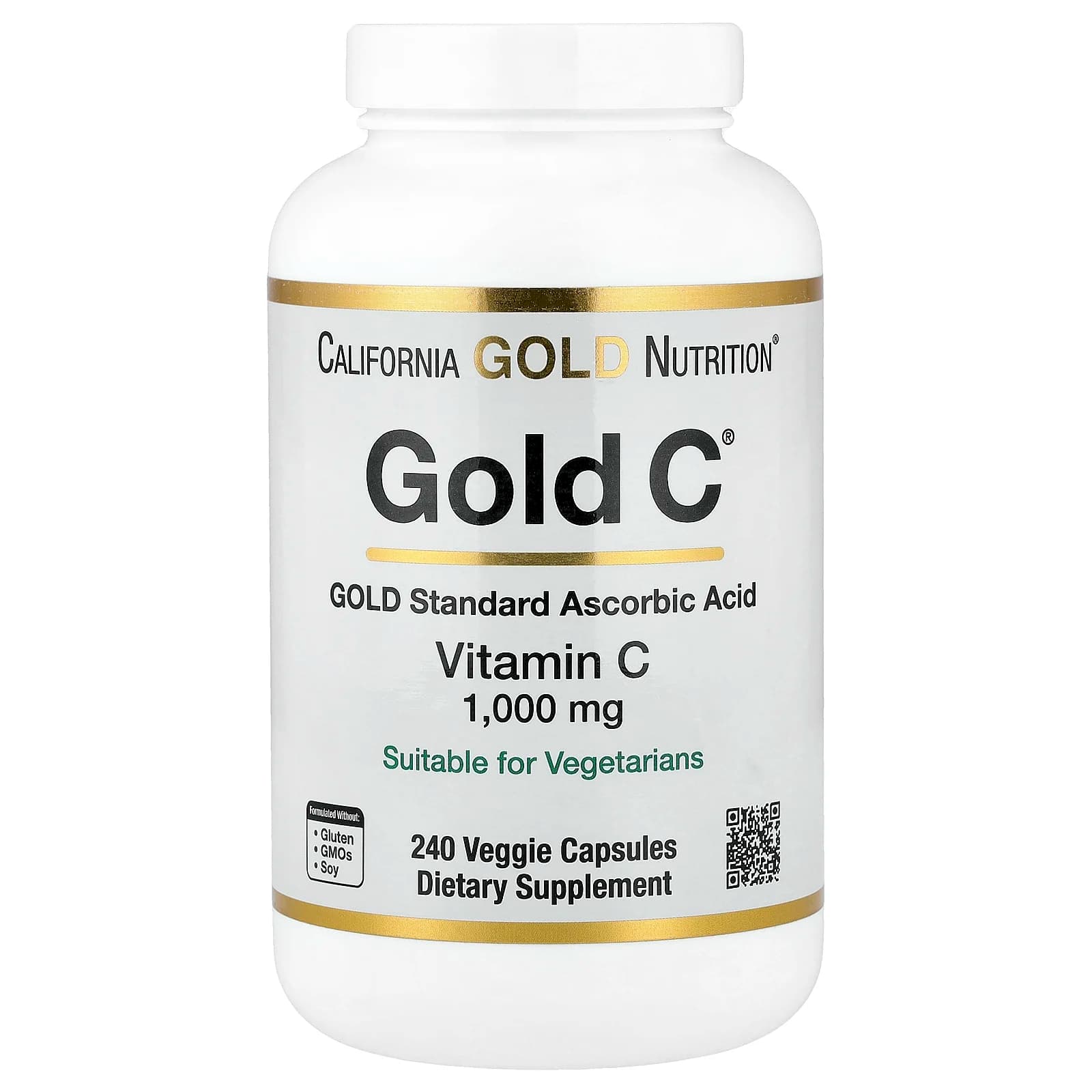 קופסת California Gold Nutrition Gold C ויטמין C 1,000 מ"ג, 240 כמוסות צמחיות