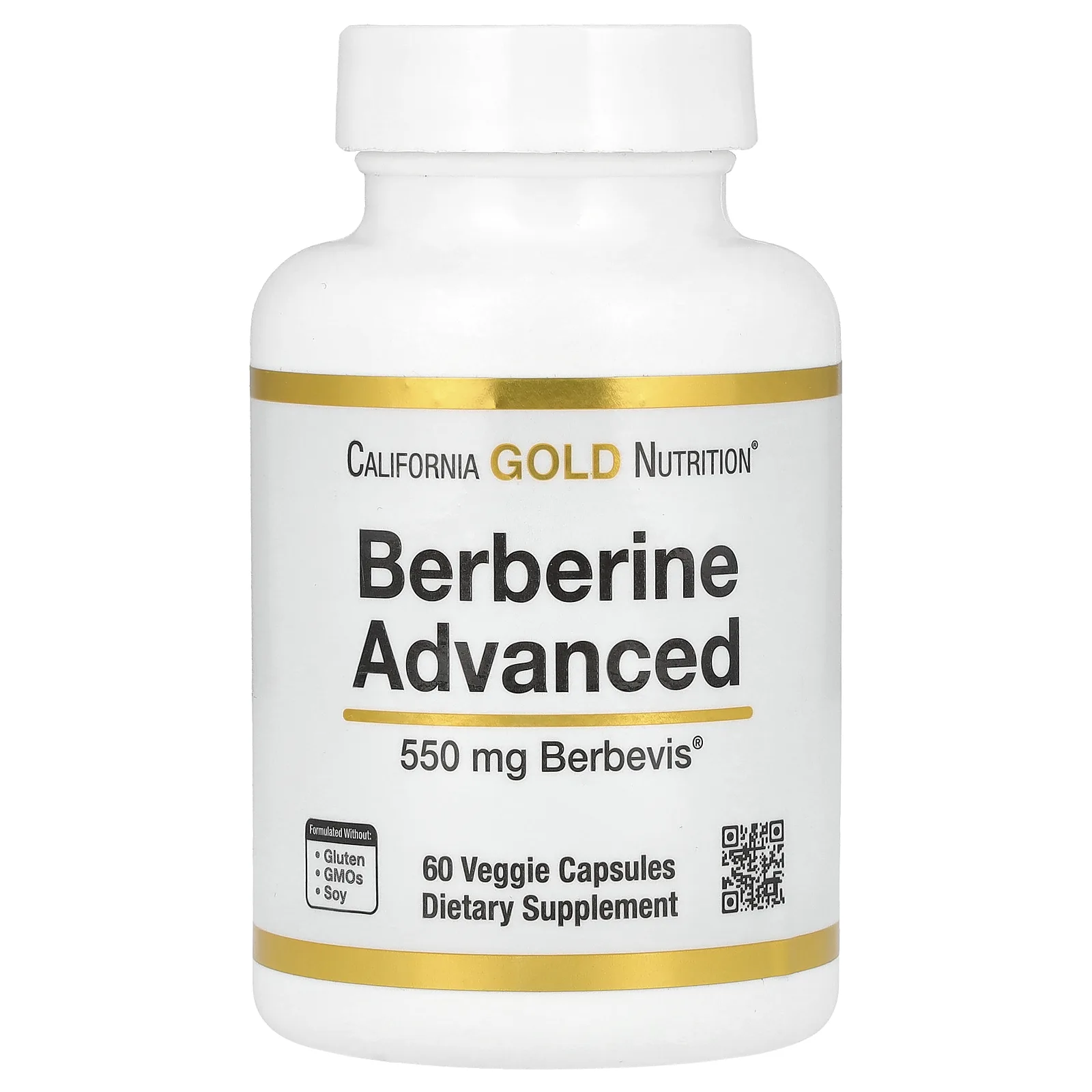 בקבוק תוסף ברברין California Gold Nutrition Berbevis Phytosome 550 מ"ג, 60 כמוסות צמחיות