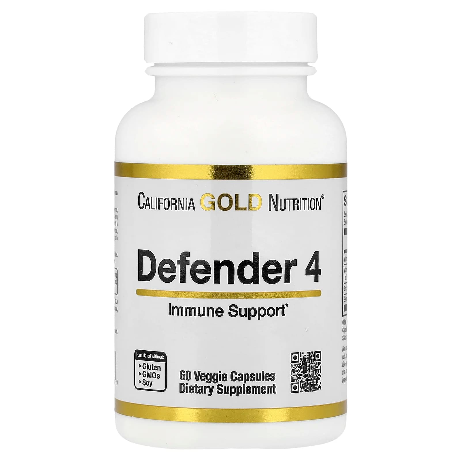 California Gold Nutrition Defender 4 - ויטמין C, D, אבץ וסלניום, 60 כמוסות