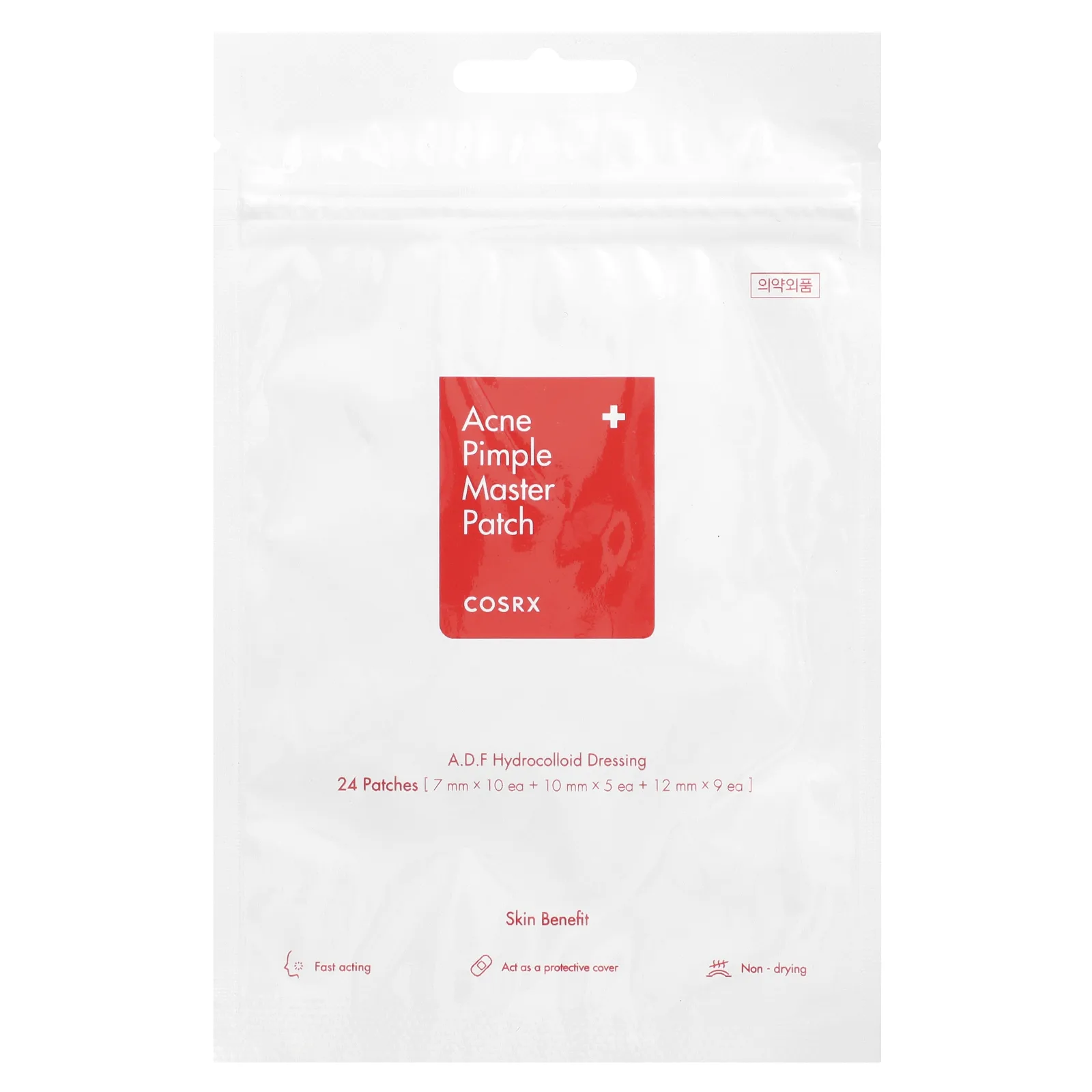 אריזת COSRX Acne Pimple Master Patch, 24 מדבקות, עם מדבקות עגולות על הפנים