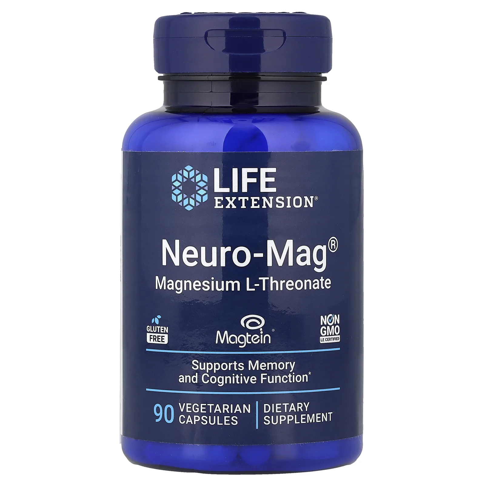 אריזת Life Extension Neuro-Mag, מגנזיום L-תראונאט, 90 כמוסות צמחיות