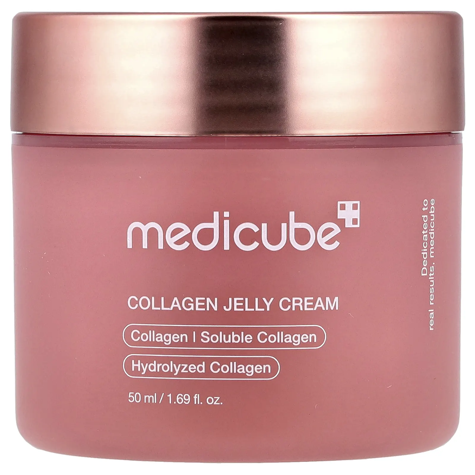קרם פנים medicube Collagen Jelly Cream בצבע ורוד עם מכסה זהוב