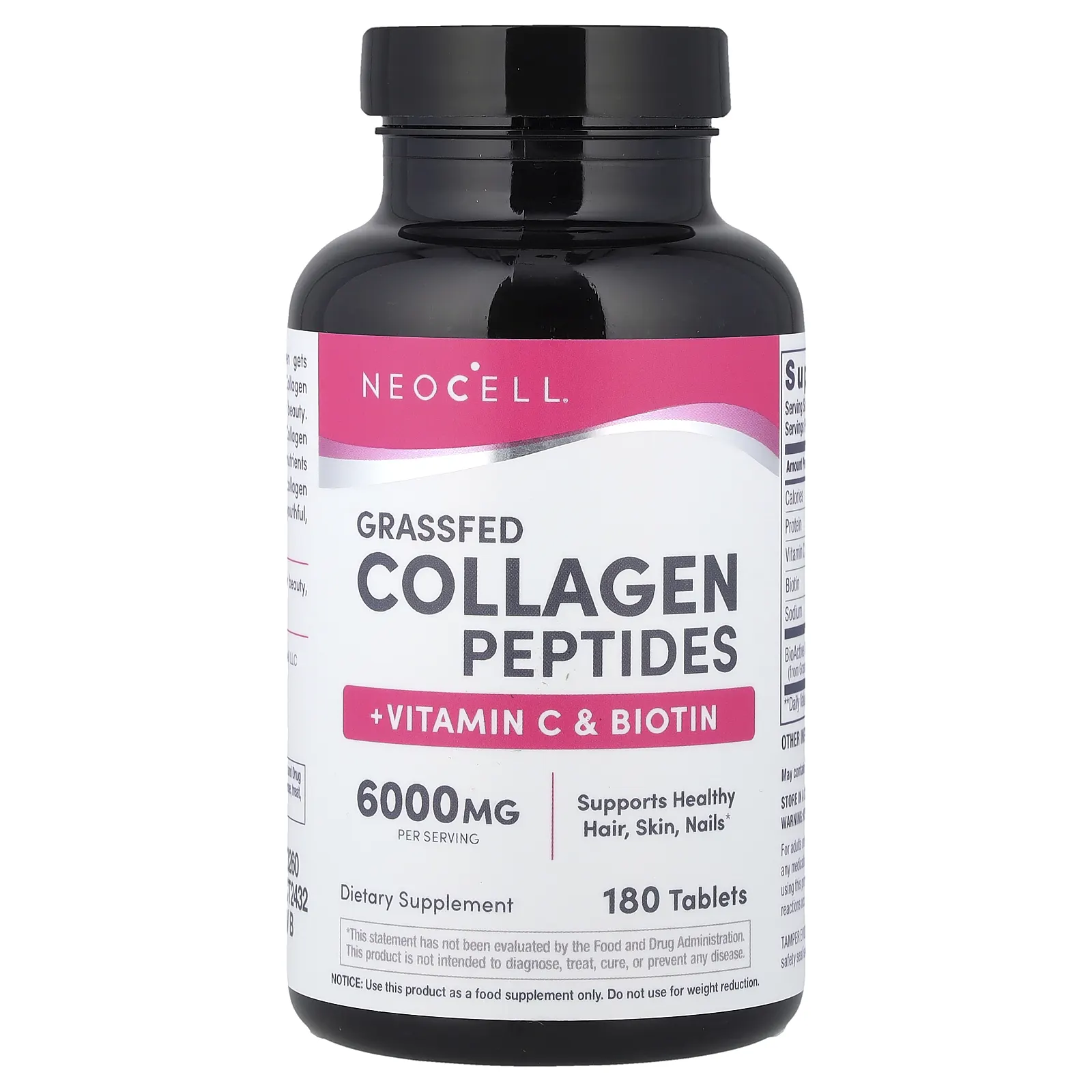 מארז NeoCell Grassfed Collagen Peptides + ויטמין C וביוטין, 180 טבליות