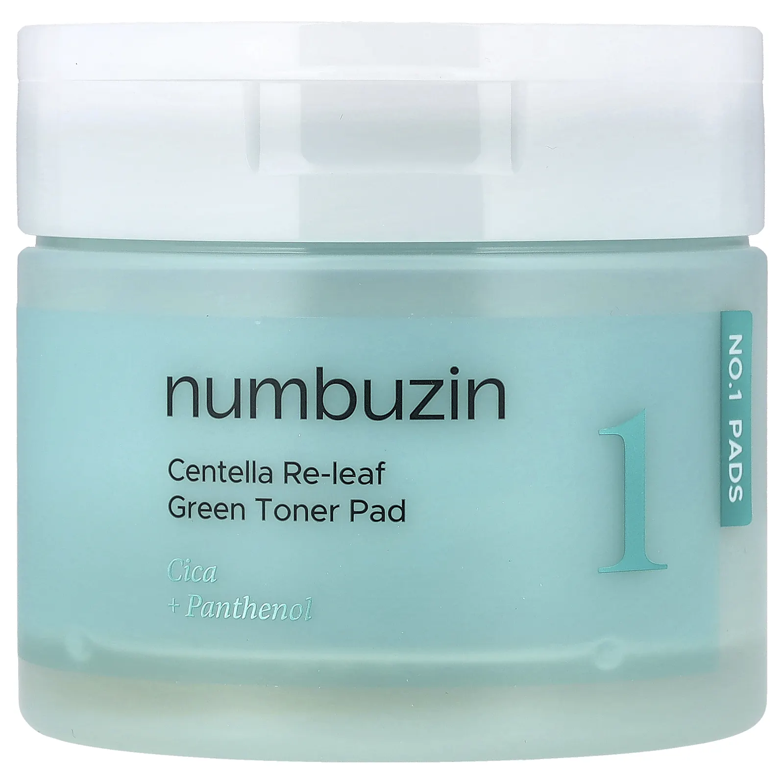 קנקן Numbuzin No.1 Centella Re-leaf Green Toner Pads עם 70 פדים בנפח 190 מ״ל