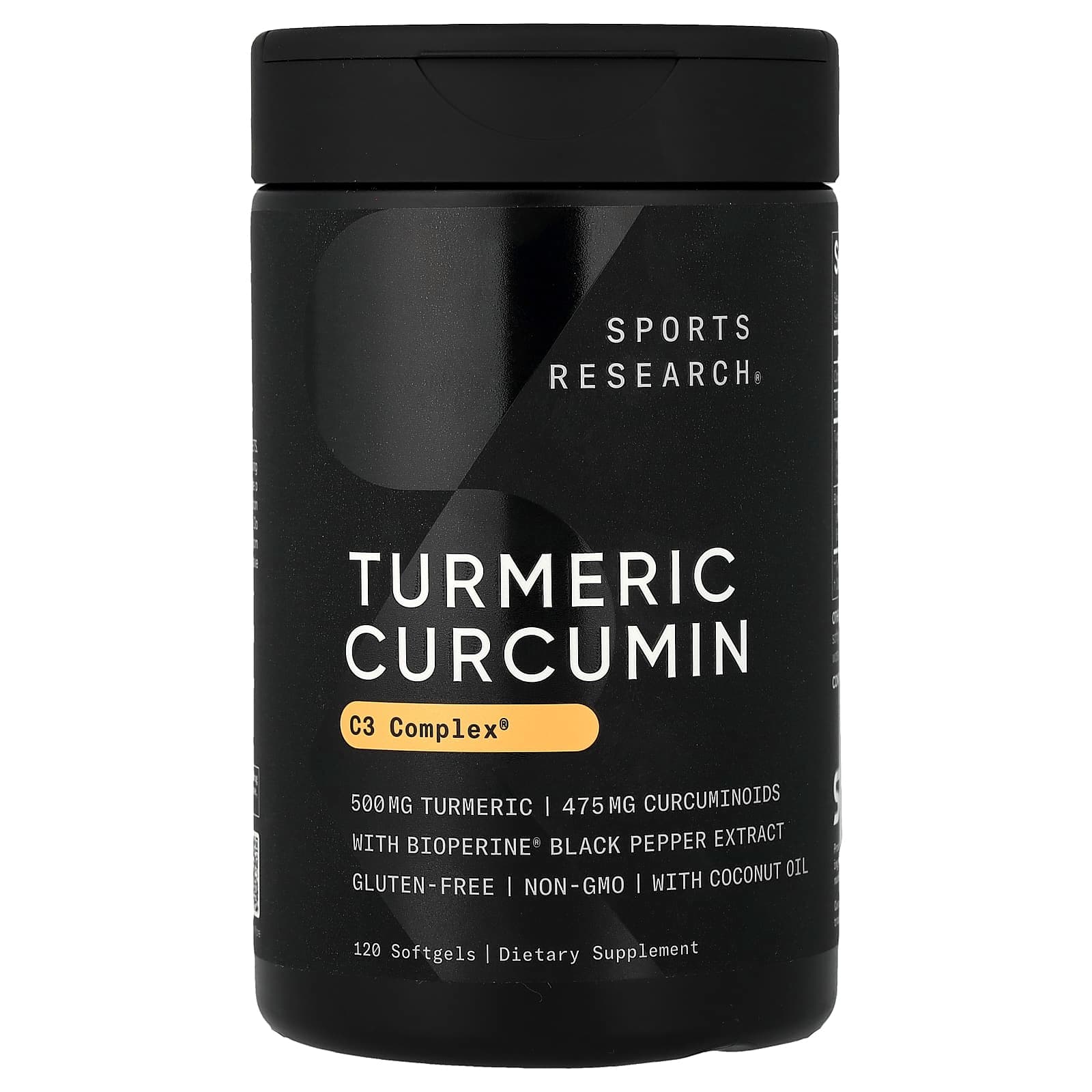 מכל Sports Research Turmeric Curcumin C3 Complex, 120 סופטג'לס