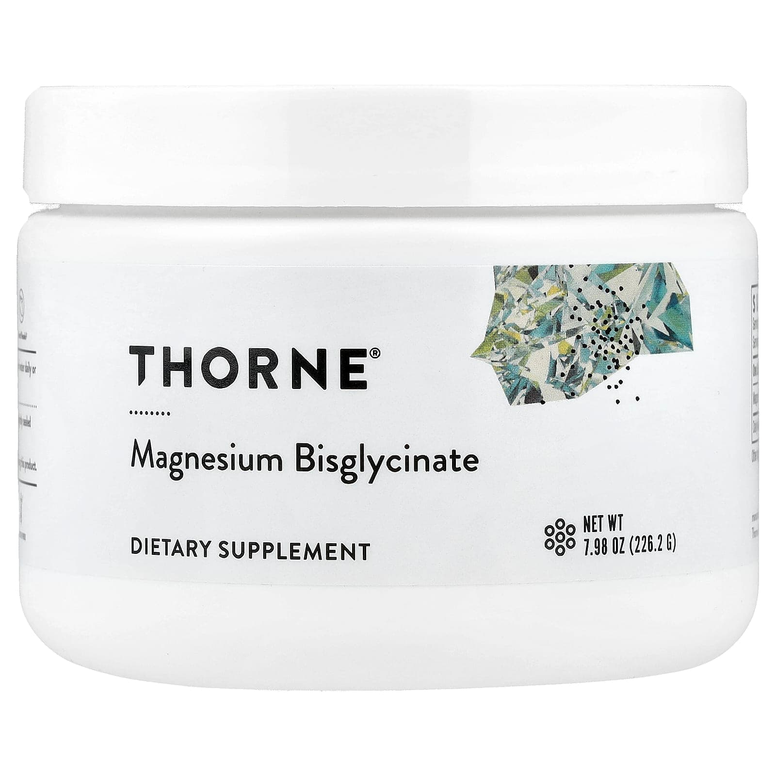 קופסה לבנה של Thorne Magnesium Bisglycinate, 226.2 גרם (7.98 אונקיות)