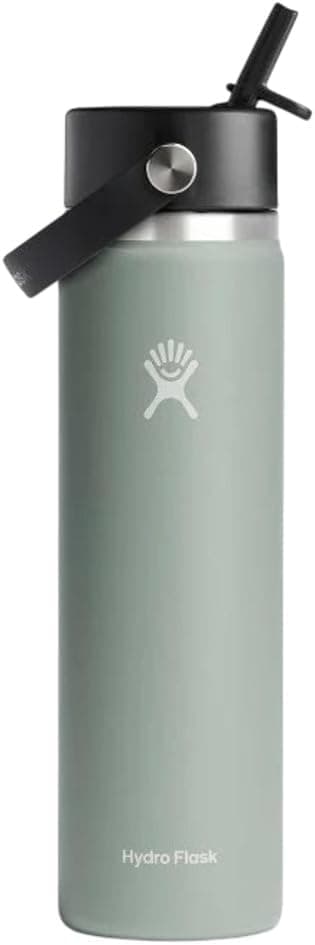 בקבוק Hydro Flask 24oz פיה רחבה עם קש Flex Straw בצבע Agave
