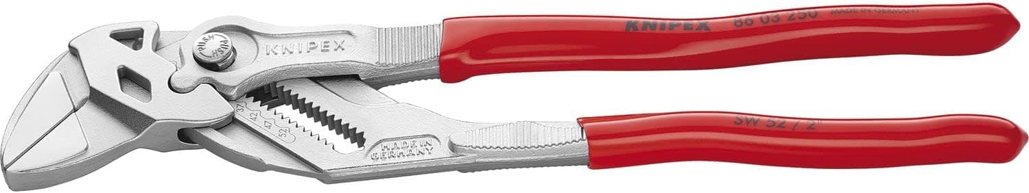 מפתח-צבת Knipex 86 03 250 כרום עם ידיות אדומות, כיתוב SW 52 / 2 אינץ׳