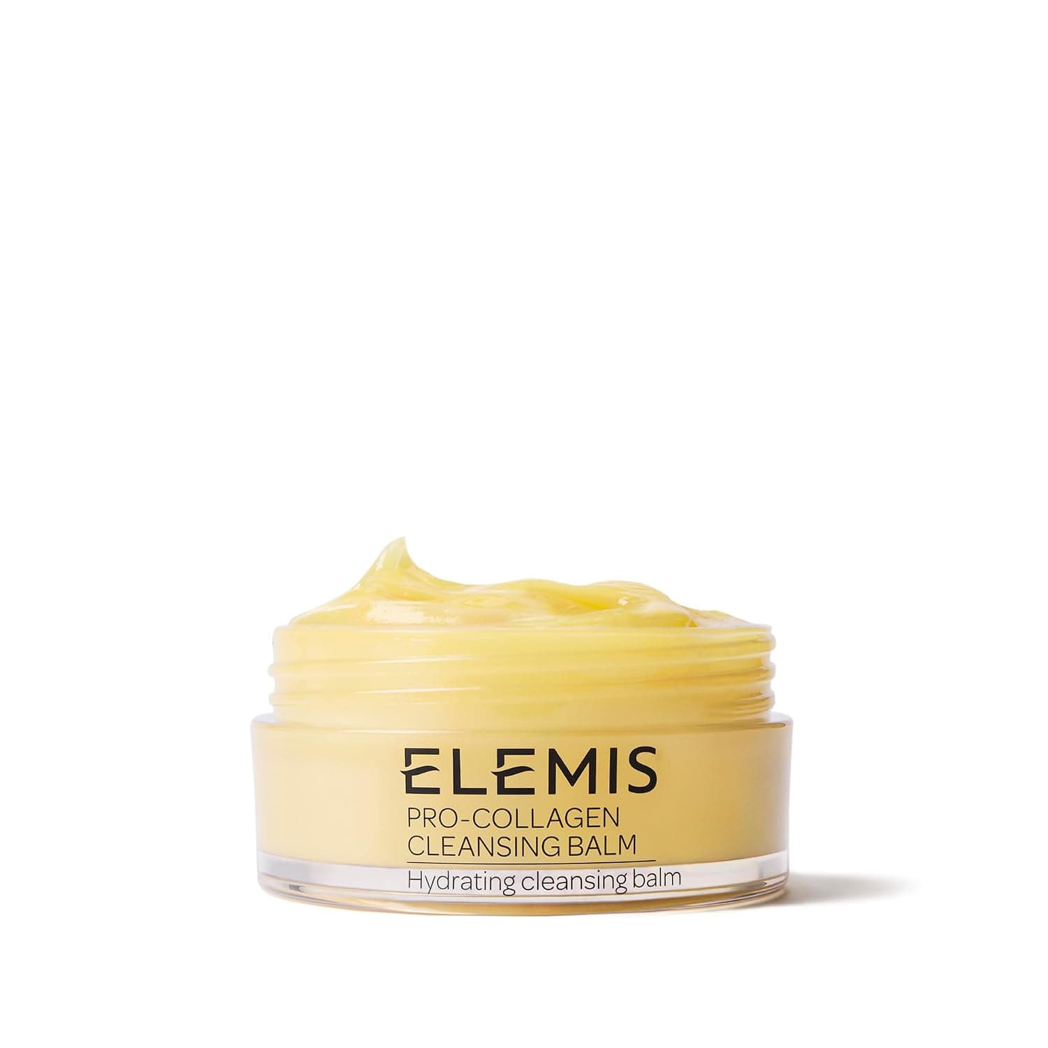 צנצנת פתוחה של ELEMIS Pro-Collagen Cleansing Balm עם באלם צהוב