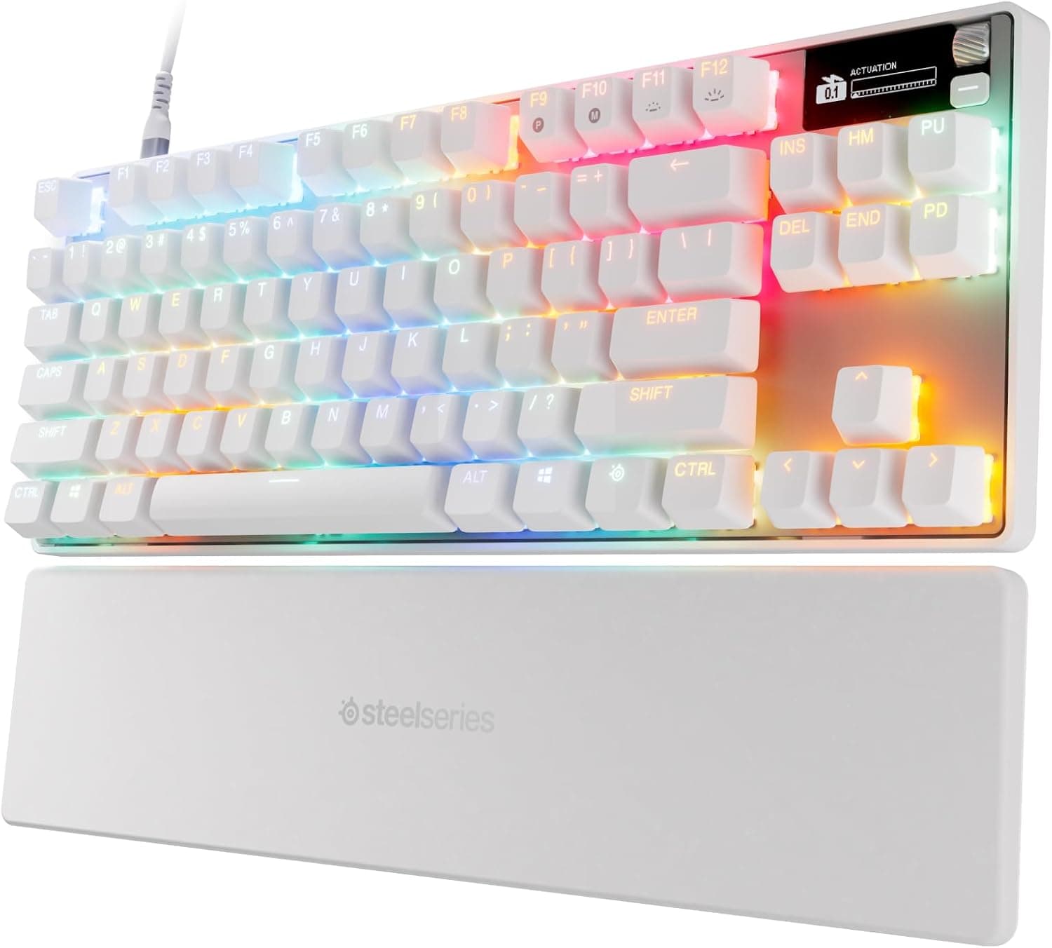 מקלדת גיימינג SteelSeries Apex Pro TKL Gen 3 – מתגים מגנטיים מתכווננים, לבנה