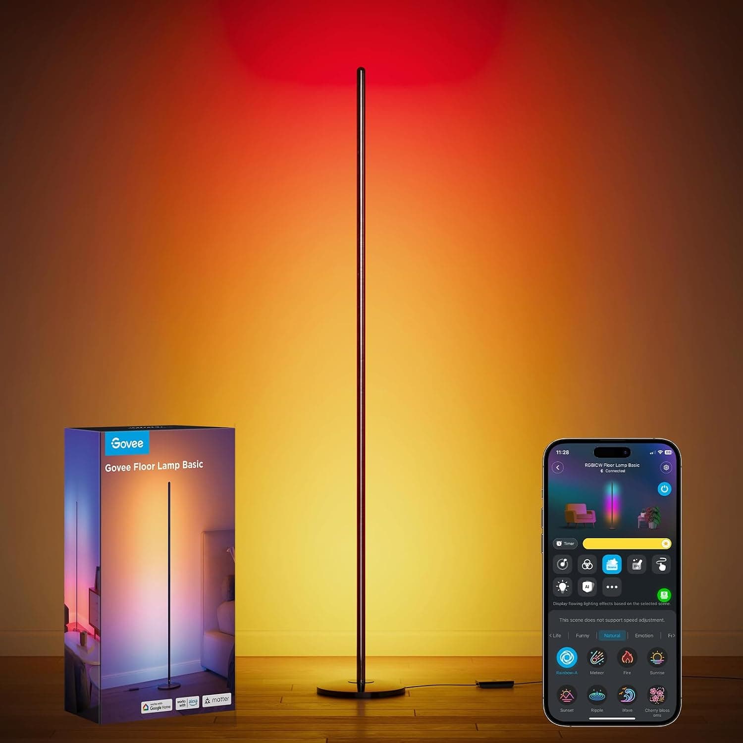 מנורת רצפה Govee RGBIC Floor Lamp Basic שחורה עם קופסה ואפליקציה