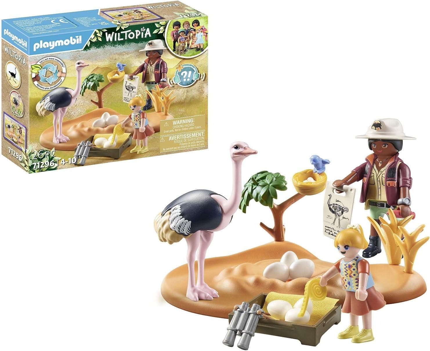 סט Playmobil Wiltopia 71296 עם יען, קן ביצים, דמות פקחית וילדה