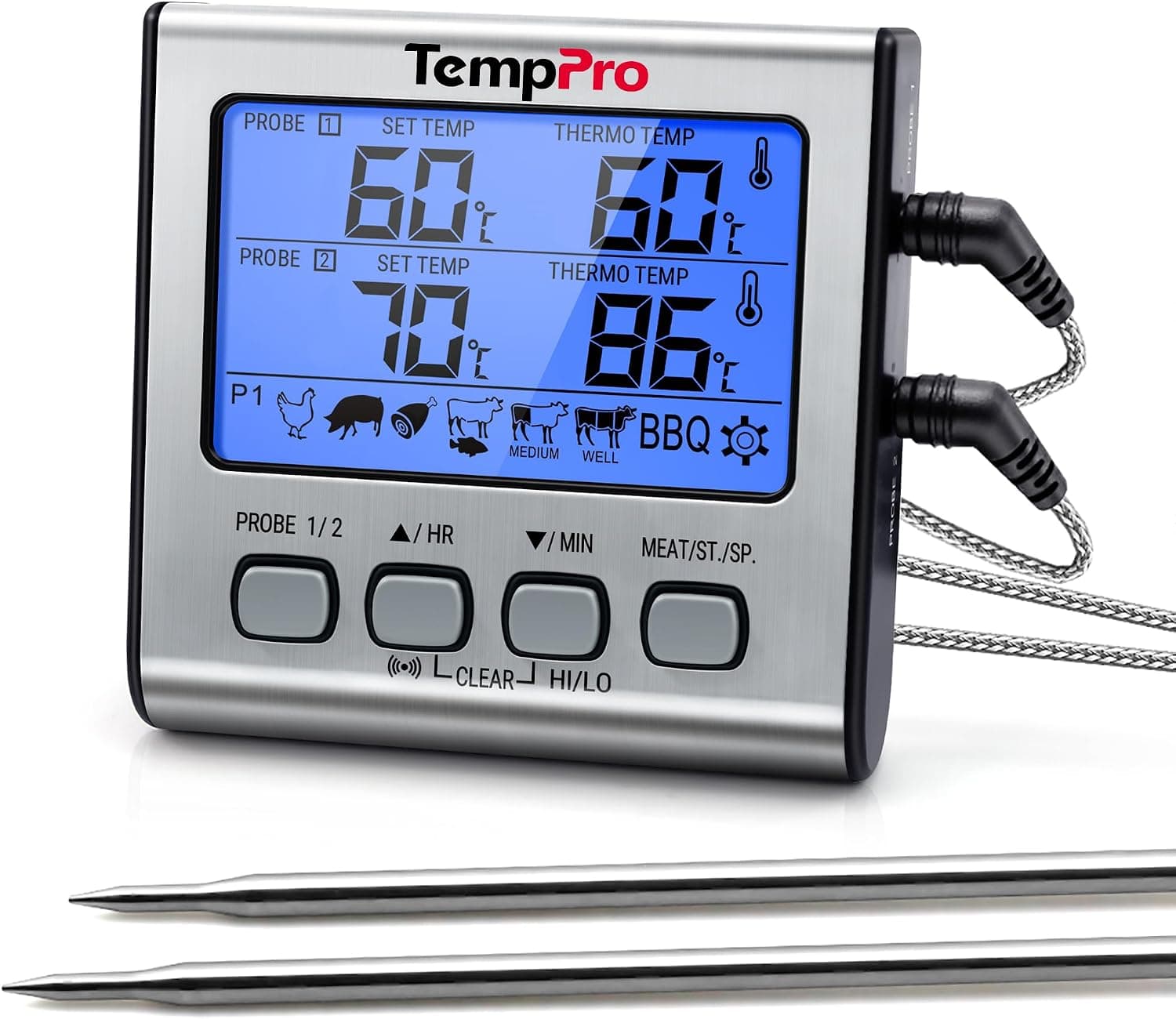 תרמומטר בשר דיגיטלי ThermoPro TP17 עם 2 חיישנים, טיימר ואזעקה