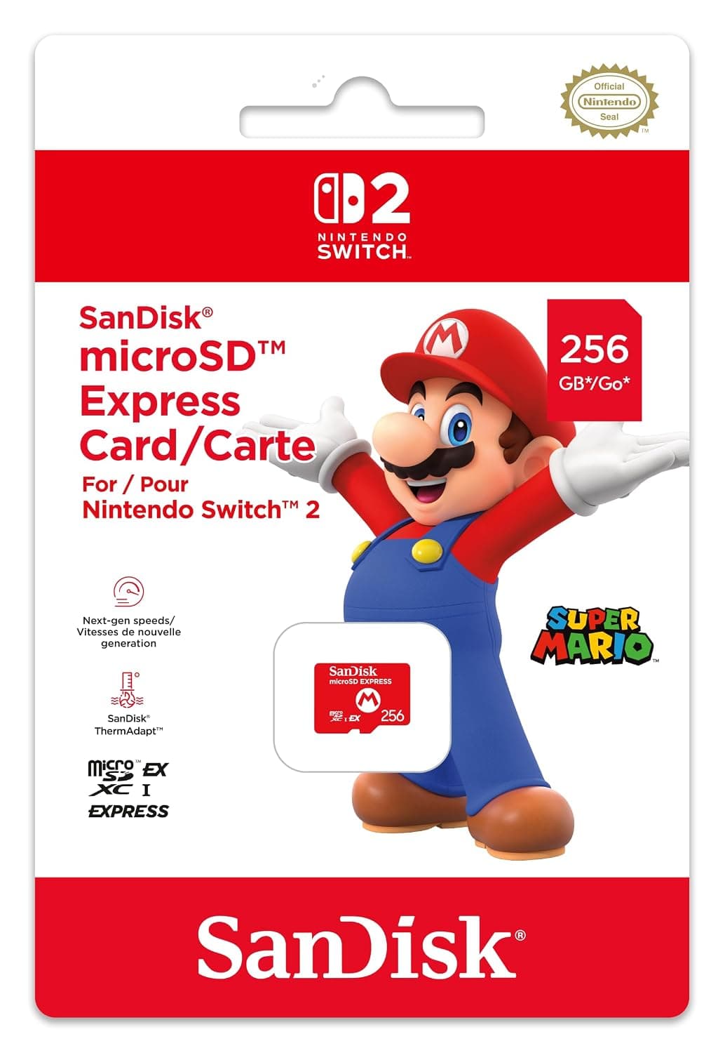 כרטיס זיכרון SanDisk microSD Express 256GB לנינטנדו Switch 2 – רישיון רשמי