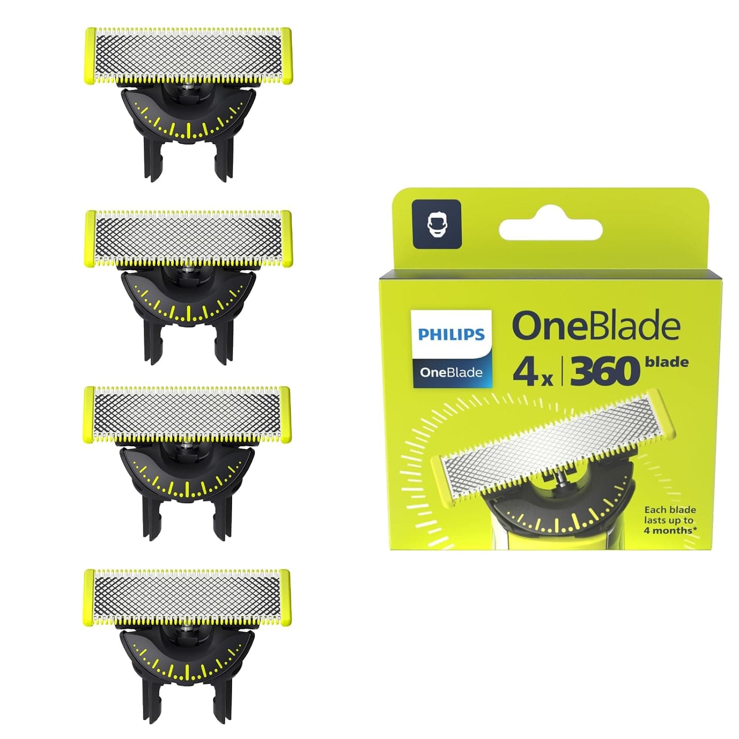 להבים חלופיים ל-Philips OneBlade 360 – מארז 4 יחידות (QP440/60)