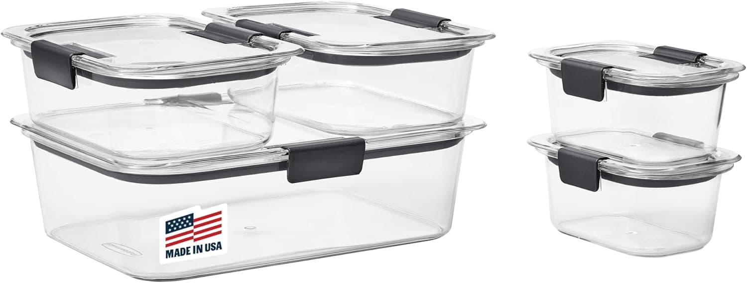 סט קופסאות אחסון שקופות Rubbermaid Brilliance עם מכסי נעילה