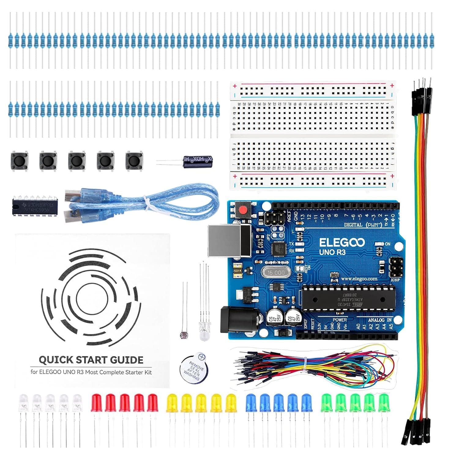 ערכת התחלה ELEGOO UNO R3 עם מדריך (תואם Arduino)