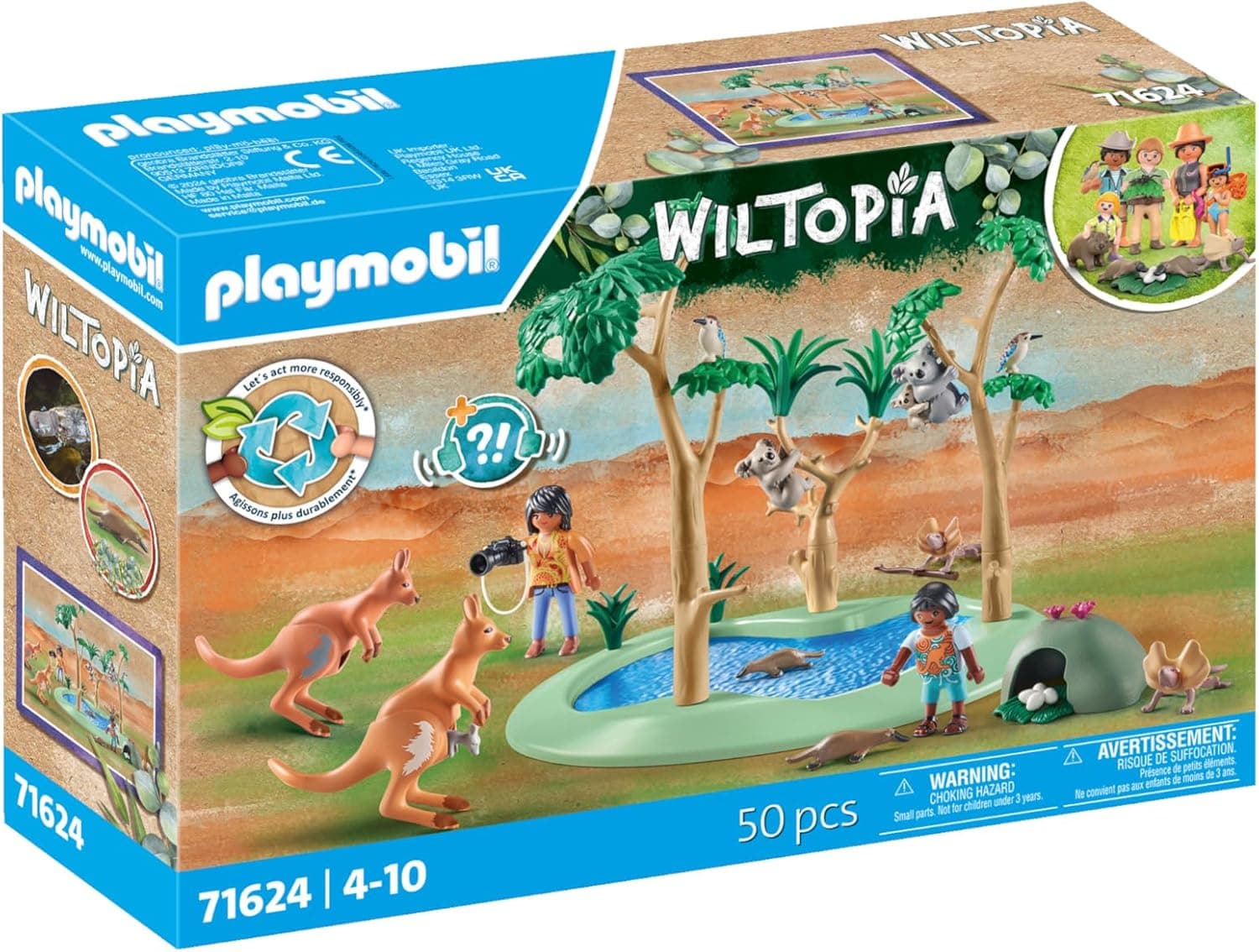 קופסת Playmobil Wiltopia 71624 עם קנגורו, קואלות, עצים ובריכת מים, 50 חלקים