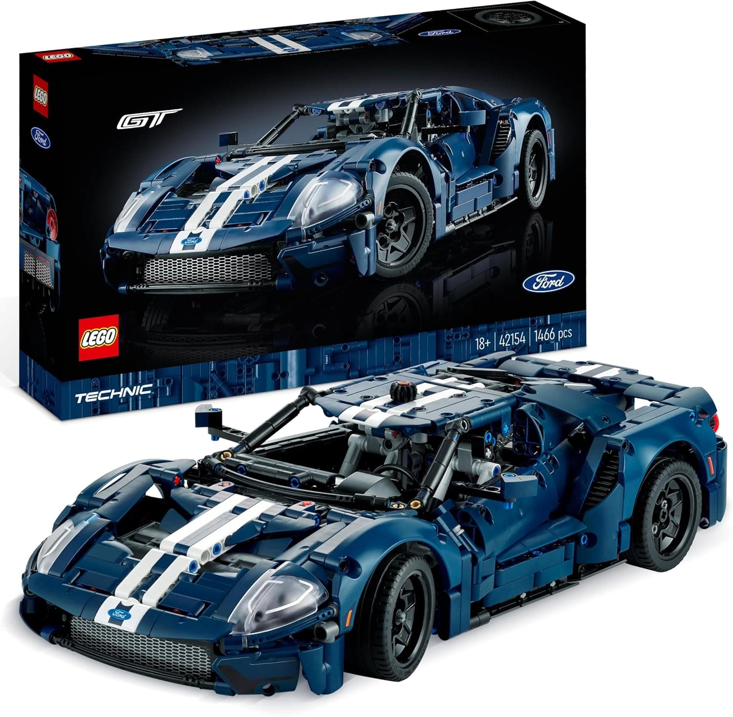 לגו טכניק 42154 – Ford GT 2022, דגם 1:12 למבוגרים (1,466 חלקים)