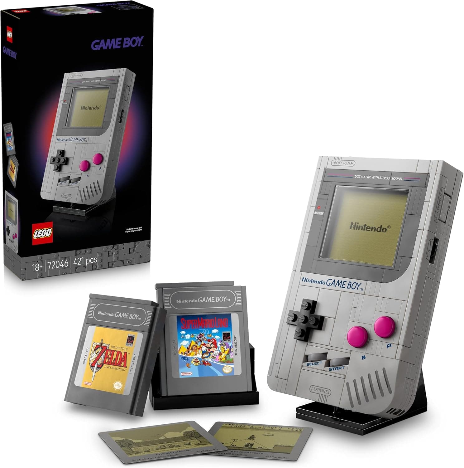 לגו נינטנדו Game Boy (72046) – עם 2 קלטות משחק כולל זלדה וסטנד תצוגה