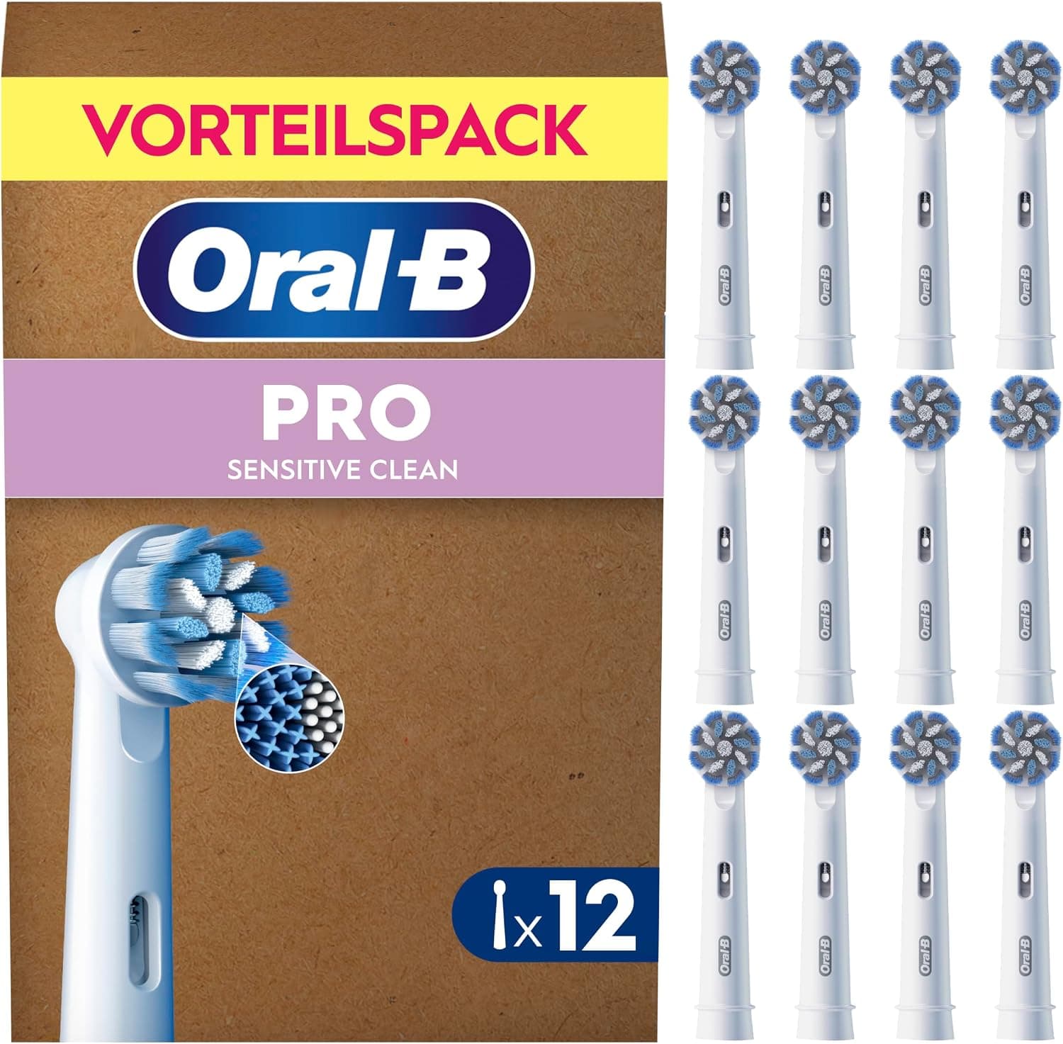 מארז 12 ראשי מברשת שיניים חשמלית Oral-B Pro Sensitive Clean בעלי חוליות רכות לניקוי עדין